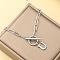 Stainless Steel Paperclip Chain Initial Necklaces with OT Clasps, Stainless Steel Color, Letter U, 18.11 inch(46cm)