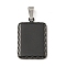 304 Stainless Steel Pendants, Rectangle Charm, Black, 23x15x2mm, Hole: 5x3mm