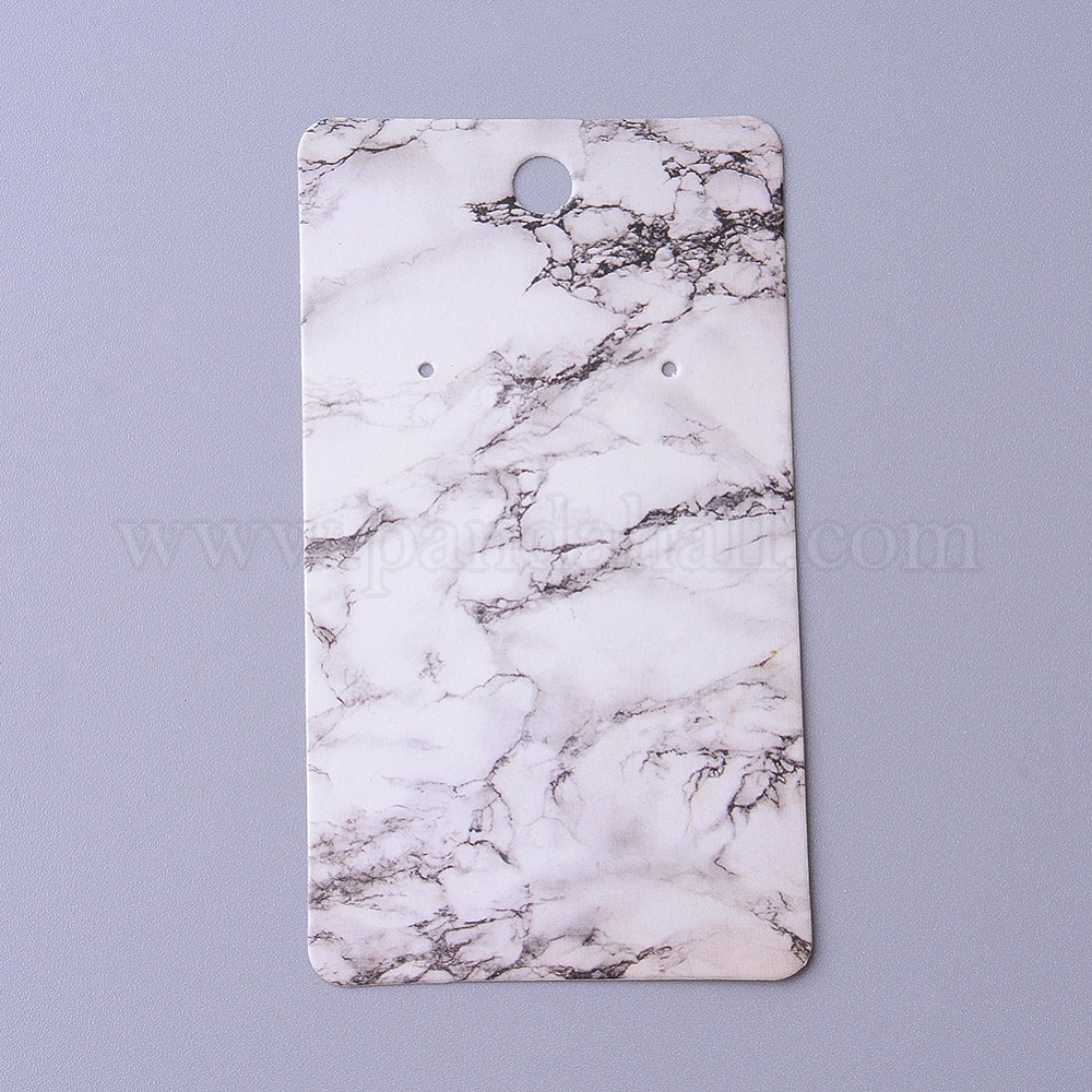 厚紙のピアスディスプレイカード 大理石模様の長方形 ホワイト 9x5x0.04cm 穴：1.5mmの通販– Jp.PandaHall.com