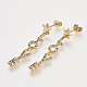 Brass Cubic Zirconia Stud Earrings EJEW-S201-154-1