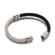 Bracelets de corde tressée en cuir BJEW-E273-14P-2