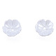 樹脂模造パールビーズキャップ  5花びら  花  ホワイト  7.5x8x2.5mm  穴：1mm RESI-N036-02A-06-3
