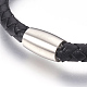 Women's Braided Leather Cord Bracelets BJEW-JB03916-01-3