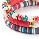 3 pièces 3 bracelets extensibles en argile polymère de style surfeur heishi sertis de mots jolly perles acryliques BJEW-TA00129-6