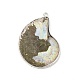 ナチュラルコーチの化石ペンダント  化石カタツムリチャーム  真鍮パーツ  シェル  プラチナ  35.5~47x27.5~35x4~10.5mm  穴：2.5mm BSHE-E025-03P-2