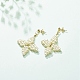 Glass Pearl Braided Star Stud Earrings EJEW-JE04982-02-2