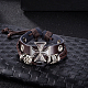 Cuir unisexes occasionnels tressé réglable bracelets multi-brins BJEW-BB15575-B-10