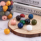 220Pcs 11 Colors Painted Natural Wood European Beads WOOD-TA0001-54-6