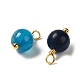 Dyed Natural Agate Round Charms with Real 18K Gold Plated Brass Loops KK-P242-09A-G01-2
