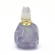 天然蛍石開閉式香水瓶ペンダント  真鍮のパーツとガラスのエッセンシャルオイルのボトル  30~36x18~20x9.5~16mm  穴：0.8mm  ガラス瓶容量：3ml（0.101液量オンス）  宝石の容量：1ml（0.03液量オンス） G-E556-01I-2