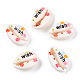 Flower Word Printed Cowrie Shell Beads SSHEL-ZX006-09B-1