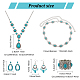 ANATTASOUL Synthetic Turquoise Hollow Out Teardorp Chandelier & Dangle Stud Earring & Stretch Bracelet & Lariat Necklace & Link Chain Waist Belt SJEW-AN0001-01-2