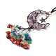 Natural Amethyst Moon with Mixed Gemstone Chips Tassel Pendant Decorations G-L524-07R-A05-3