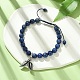 Bracelets de perles tressés réglables en lapis-lazuli naturel BJEW-JB09888-02-2