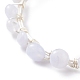 Bracelet de perles tressées en agate de dentelle bleue naturelle BJEW-JB07998-08-4