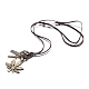 Регулируемые мужские подвески из цинкового сплава и ожерелья лариат с кожаным шнуром NJEW-BB16012-A-1