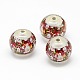 Christmas Santa Claus Picture Glass Round Beads X-GLAA-J003-06-1