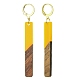 Двухцветные прямоугольные серьги из смолы и орехового дерева с подвесками на затылке EJEW-JE05503-2