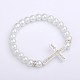 Perle tonde di perle di vetro si estendono bracciali X-BJEW-JB01542-01-1