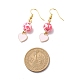 3 Pairs 3 Style Pink Alloy Enamel Charms & Resin Beads Dangle Earrings EJEW-JE05030-02-3
