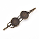 Accessoires bobby épingle à cheveux en fer, avec cabochon rond et plat, bronze antique, plateau: 14 mm, 70.5x16x3.5 mm