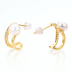 Natural Pearl Stud Earrings with Cubic Zirconia PEAR-N017-06C-1