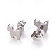 304 Stainless Steel Kitten Stud Earrings EJEW-F227-06P-2