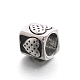 Retro Smooth 304 Stainless Steel Large Hole Cube Beads with Heart STAS-I031-25-2