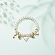 ABS Plastic Imitation Pearl Beaded Stretch Bracelet with Alloy Enamel Charms for Kids BJEW-JB08524-03-2