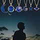 6pcs collier pendentif lune bleue JN1067A-3