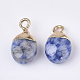 Electroplate Natural Blue Spot Stone Charms X-G-S344-09I-2