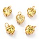 Real 18K Gold Plated Brass Inlaid Cubic Zirconia Charms ZIRC-L100-074G-02-1