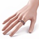 Natural Gemstone & Glass Seed Braided Bead Finger Ring RJEW-JR00465-3