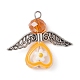 Coeur en verre avec pendentif ailes en alliage de style tibétain PALLOY-JF02261-2