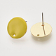 鉄のエナメルスタッドのイヤリングのパーツ  生の（メッキされていない）ピンとループ付き  フラットラウンド  ライトゴールド  ゴールド  16x1.5~2.5mm  穴：1.2~1.5mm  ピン：1mm X-IFIN-N003-02C-2