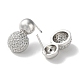 Rack Plating Brass Micro Pave Clear Cubic Zirconia Round Ball Stud Earring EJEW-H099-09P-2