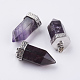 Natural Amethyst Pointed Pendants G-E442-03M-1