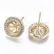 Brass Micro Pave Clear Cubic Zirconia Stud Earring Findings KK-T062-55G-NF-2