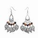 Alliage pierres précieuses boucles d'oreilles chandelier style tibétain EJEW-JE01367-3