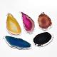 Electroplated Natural & Dyed Agate Big Pendants G-N0167-029-1