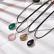 4Pcs 4 Style Natural & Synthetic Mixed Gemstone Teardrop Pendant Necklaces Set with Waxed Cords for Women NJEW-TA00034-2