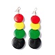 Retro Style Wood Flat Round Beaded Dangle Earrings EJEW-G320-01A-1