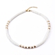 Blanc colliers de perles shell naturelles NJEW-JN03324-1