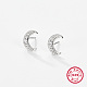 Boucles d'oreilles à tige en argent sterling plaqué rhodium en forme de lune 925 et zircone cubique pour femme UK6907-4-1