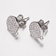 Brass Micro Pave Cubic Zirconia Stud Earring Findings ZIRC-G122-56P-RS-2