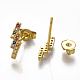 Brass Micro Pave Cubic Zirconia(Random Mixed Color) Flash Stud Earrings EJEW-S201-87-2