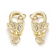 Brass Micro Pave Clear Cubic Zirconia Lobster Claw Clasps ZIRC-Q024-17G-2
