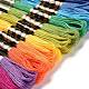 12 かせ 12 色 6 層ポリエステル刺繍糸  クロスステッチの糸  虹色  ミックスカラー  0.5mm  約8.75ヤード（8m）/かせ  12 かせ/セット OCOR-M009-01B-01-2