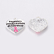 Coeur avec ruban de conscience rose de cancer du sein et pendentifs émail en alliage mot affirmation sculptés ENAM-C1497-12-2