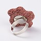 Adjustable Star Lava Rock Gemstone Finger Rings RJEW-I007-06-3